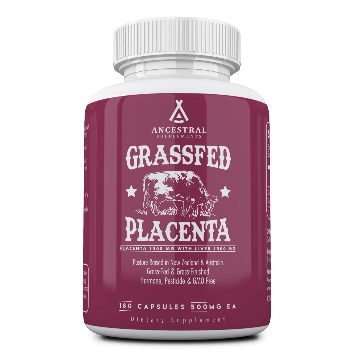 Ancestral Supplements Placenta Higado cápsulas, apoyo posparto y bienestar.