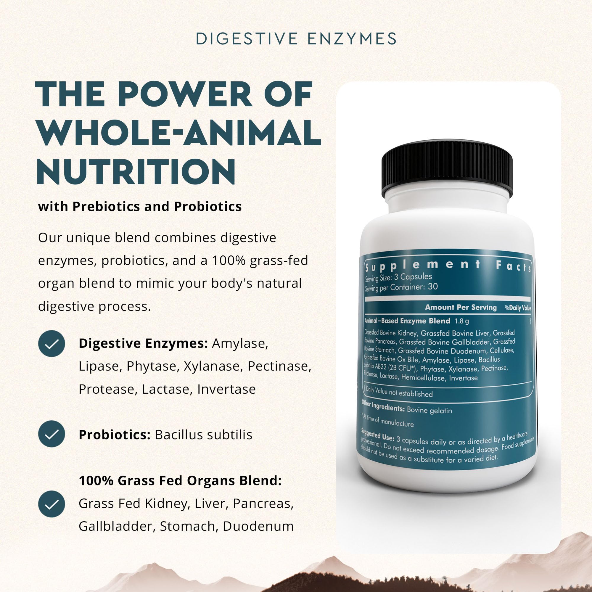 Ancestral Supplements probiótico Bacillus subtilis para equilibrio intestinal.