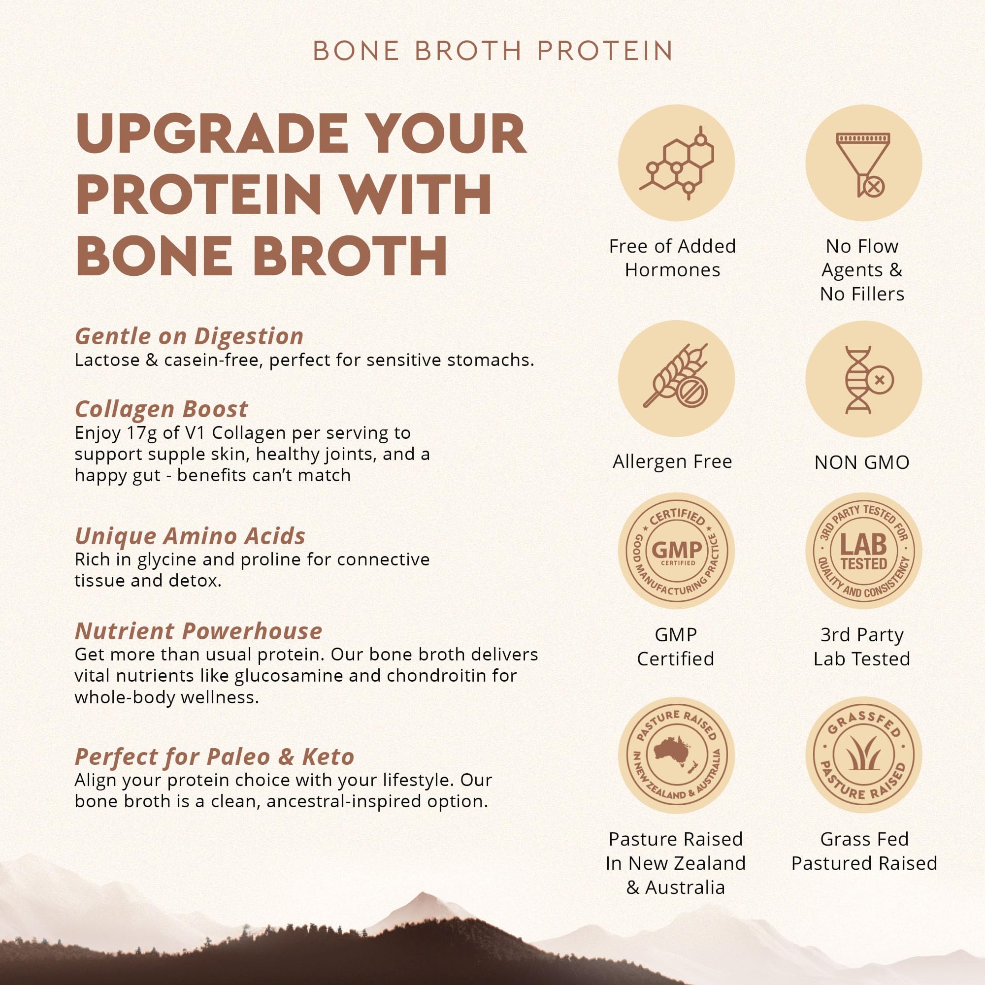 Ancestral Supplements proteína en polvo chocolate con caldo de res y órganos deshidratados
