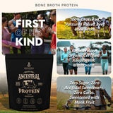 Ancestral Supplements proteína en polvo chocolate en mezclador para batidos cremosos