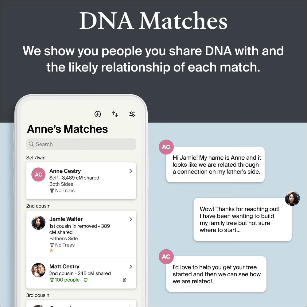 AncestryDNA resultados de ADN, vista de orígenes y coincidencias