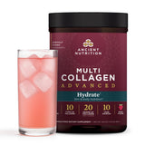 Ancient Nutrition Advanced Multi Collagen Hydrate, polvo de frutos rojos en pote para hidratación diaria