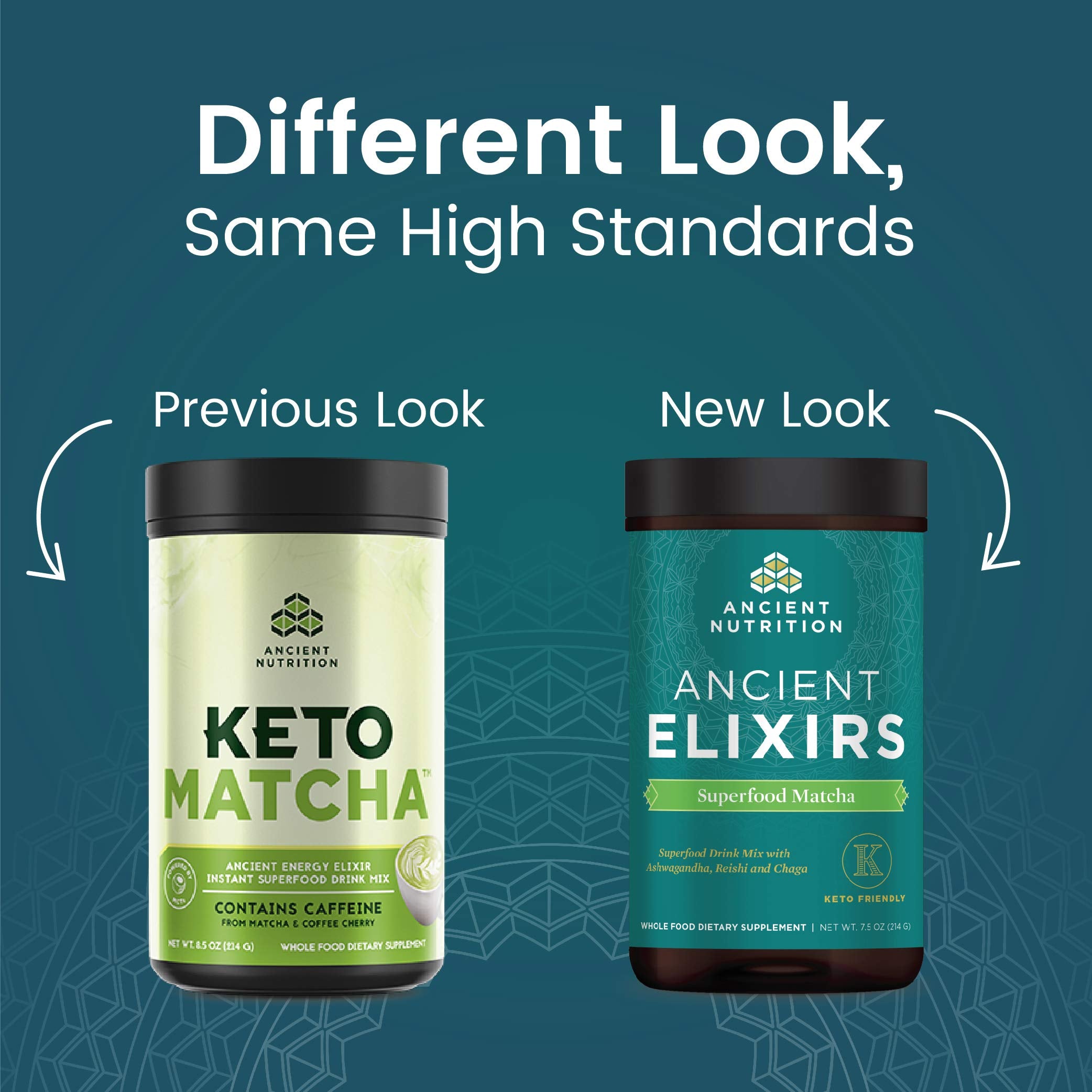 Taza con agua caliente y Ancient Elixirs Matcha para bebida suave y revitalizante.