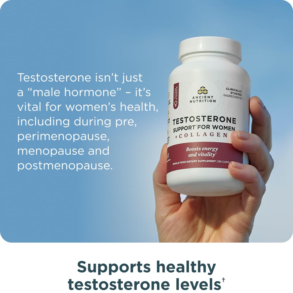 Ancient Nutrition Apoyo Testosterona Colágeno: ideal para energía sostenida cada mañana.