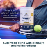 Batido con proteína Ancient Nutrition para energía y recuperación posentrenamiento.