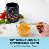 Ancient Nutrition Caldo Óseo venta visual de ingredientes y perfil proteico