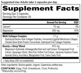 Etiqueta de Ancient Nutrition con información de nutrientes en cápsulas de colágeno.