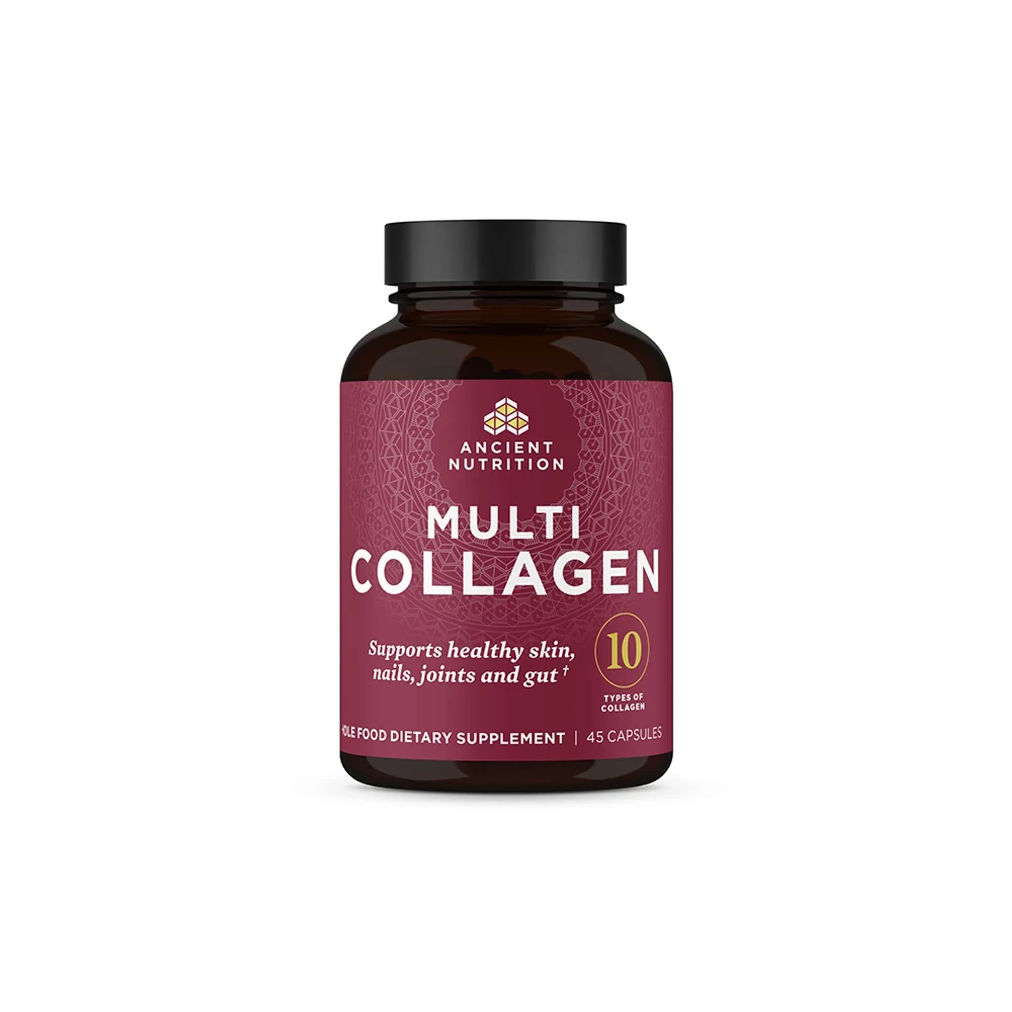 Ancient Nutrition capsulas colageno multi en bote, posibles beneficios para piel y uñas.