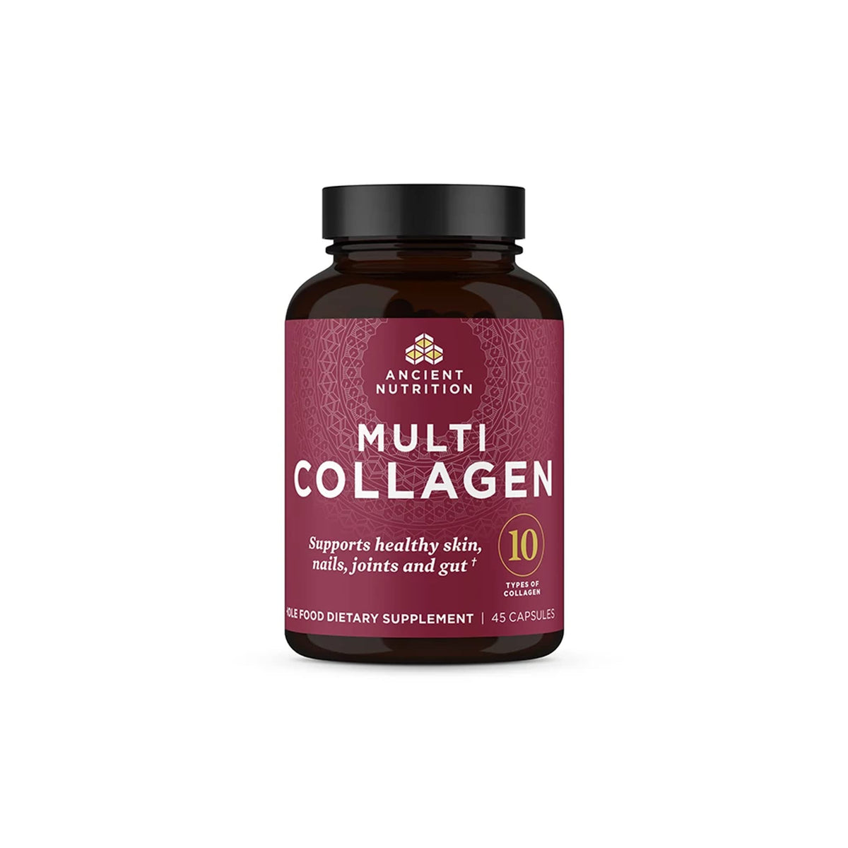 Ancient Nutrition capsulas colageno multi en bote, posibles beneficios para piel y uñas.