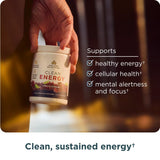 Ancient Nutrition Clean Energy Powder, bebida preparada, sabor cereza-lima y enfoque durante el día