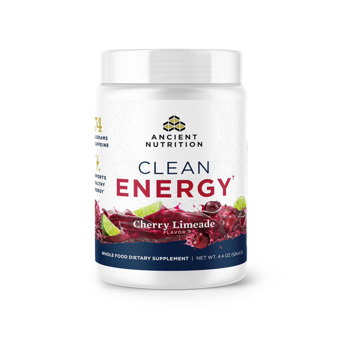 Ancient Nutrition Clean Energy Powder, botella del producto, energía sostenida sin bajón