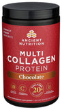 Pote de Ancient Nutrition Colágeno Chocolate usado para batidos cotidianos.