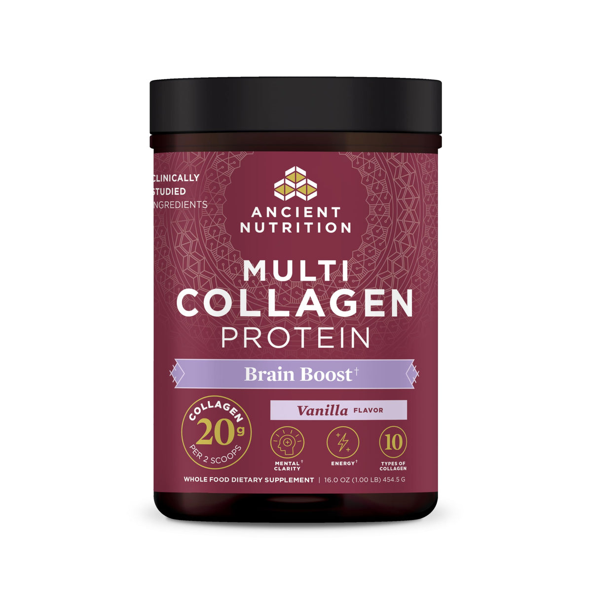 Ancient Nutrition Colágeno Multi en pote; uso diario para soporte estructural y bienestar general.