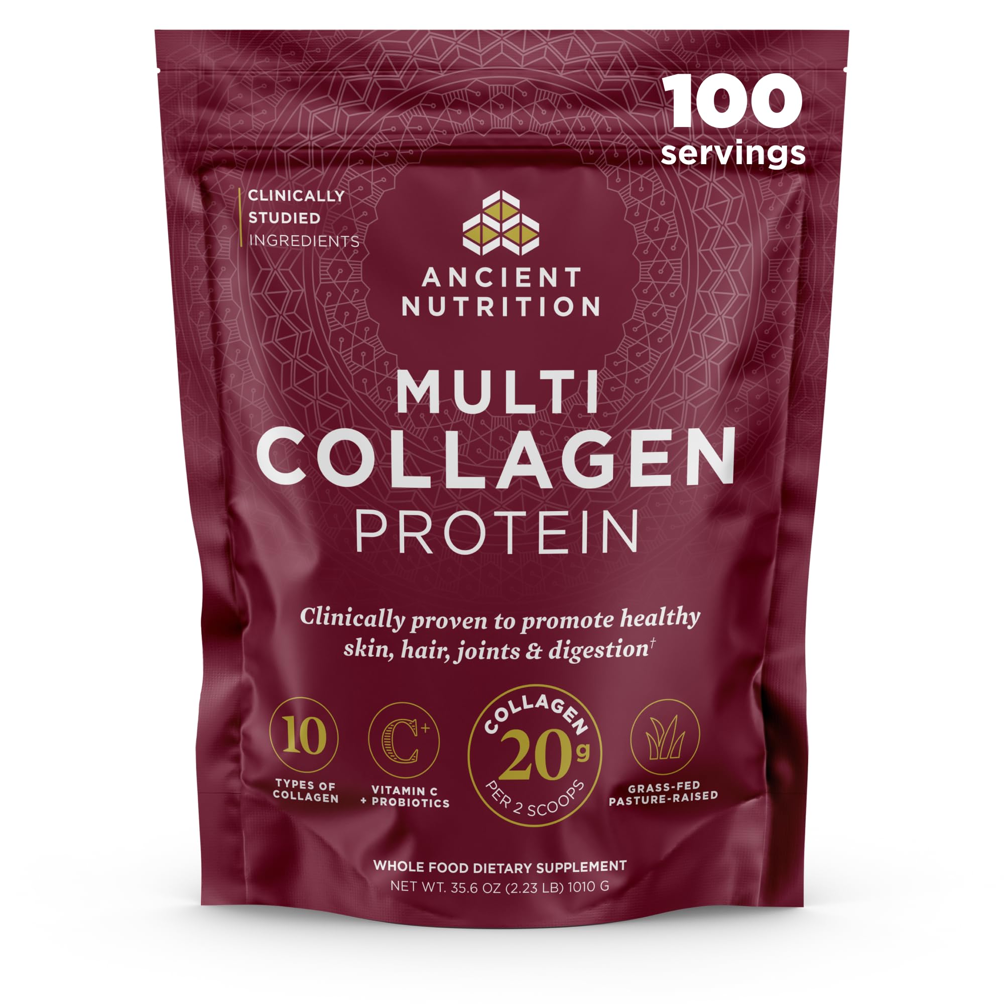 Colágeno Multi de Ancient Nutrition polvo sin sabor listo para mezclar en bebidas