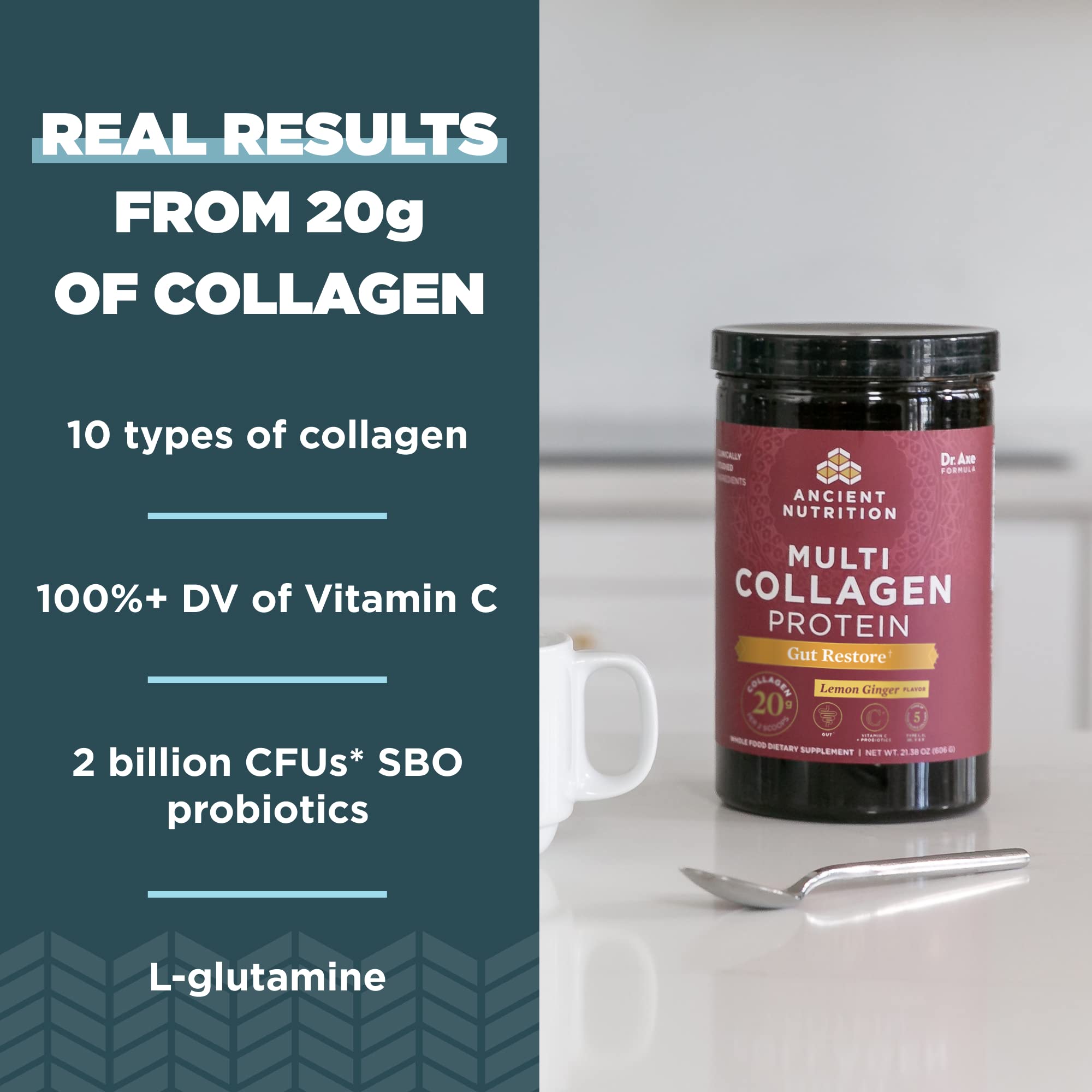 Ancient Nutrition Colágeno con diversas fuentes para digestión suave.