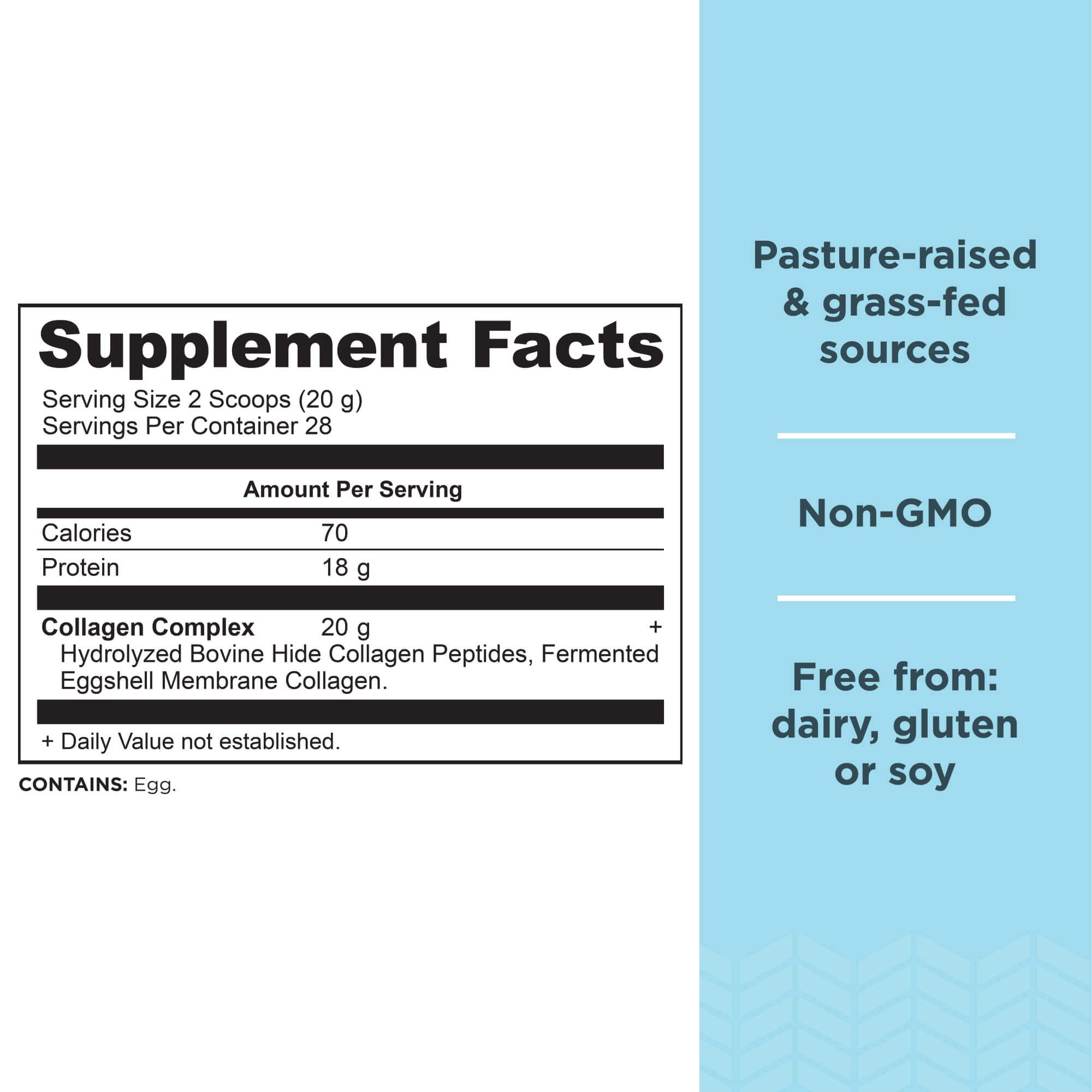 Polvo sin sabor de Ancient Nutrition Collagen Peptides en vaso, posible beneficio para piel y digestión.