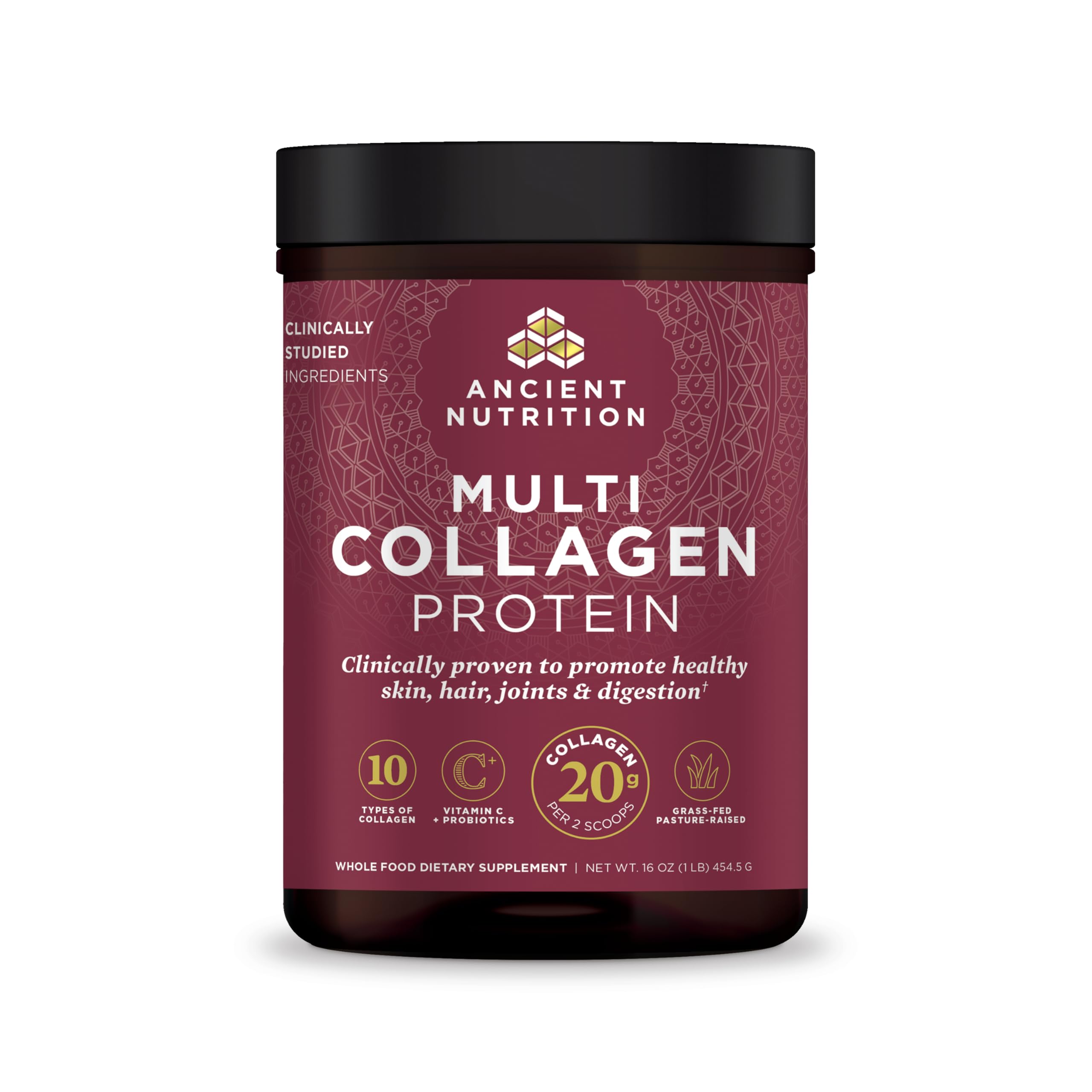 Ancient Nutrition Collágeno polvo sin sabor en envase, ideal para mezclar en bebidas