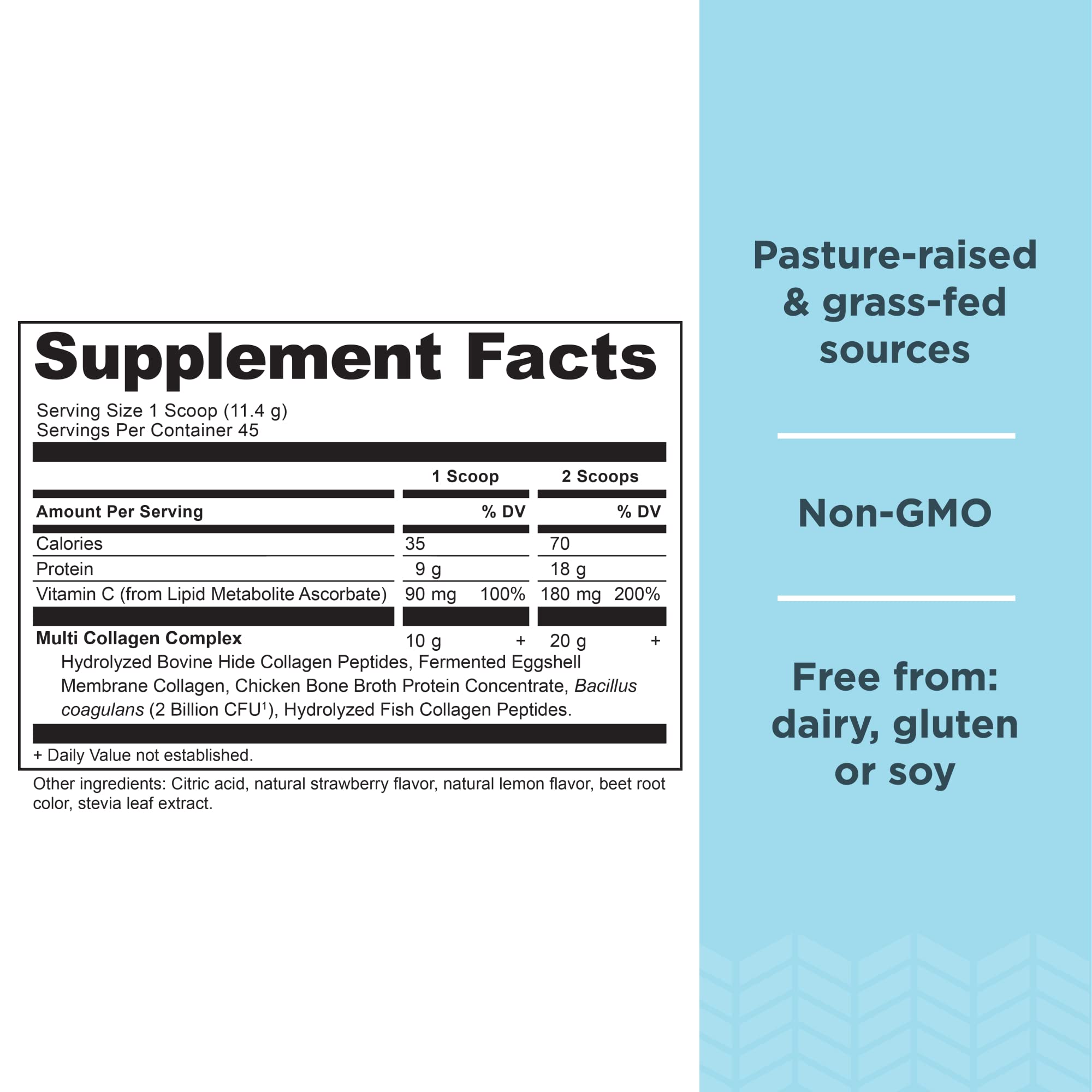 Envase de Ancient Nutrition colágeno con probióticos para uso diario.
