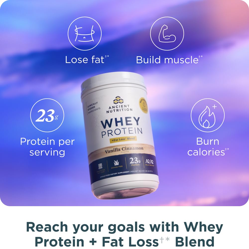 Envase de Ancient Nutrition con etiqueta, información de ingredientes y beneficios.