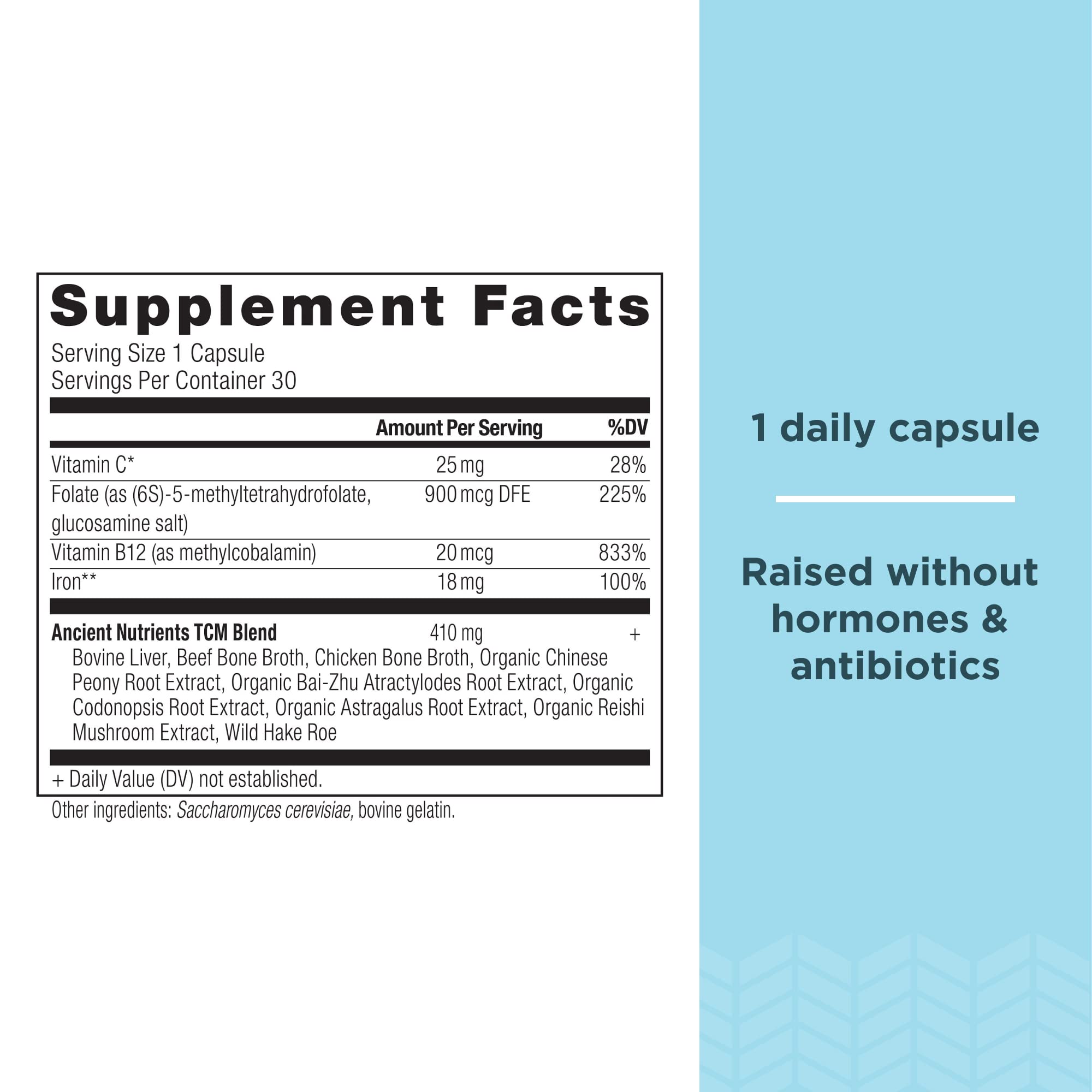 Capsulas de Ancient Nutrition Hierro para consumo diario