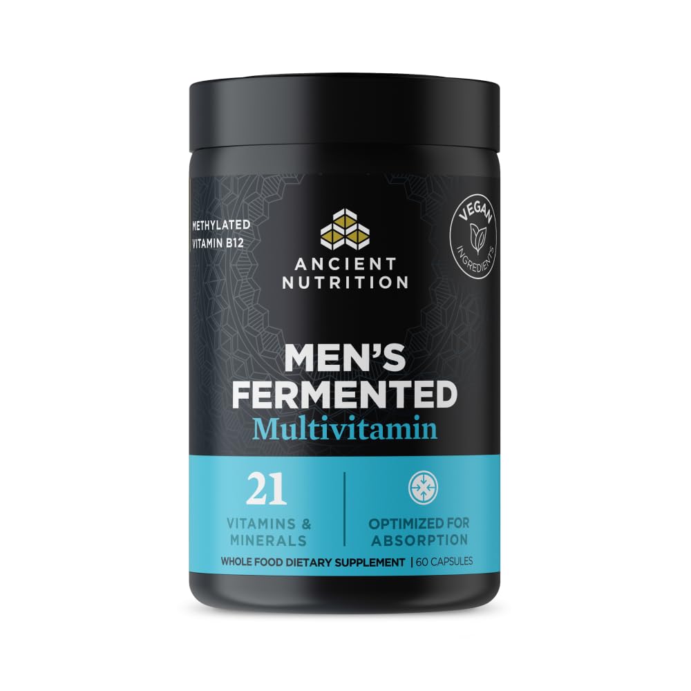 Ancient Nutrition Hombres Multivitamínico cápsulas para apoyo diario de energía.