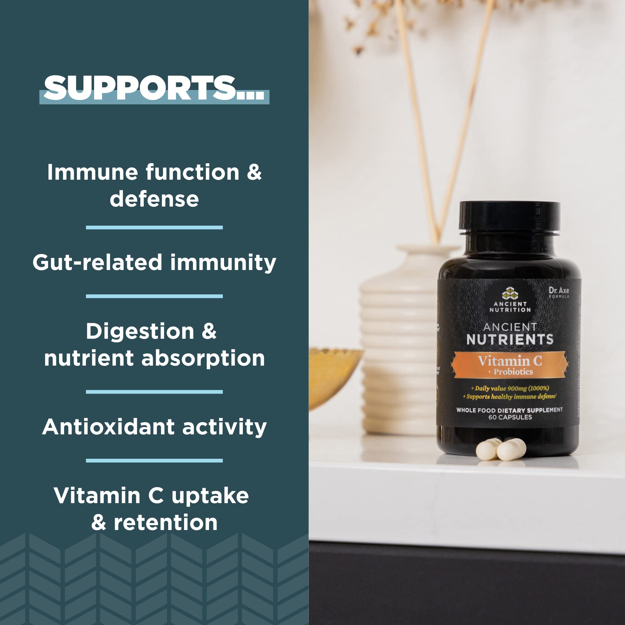 Ancient Nutrition Ingredientes basados en alimentos para calidad y pureza.