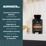 Ancient Nutrition Ingredientes basados en alimentos para calidad y pureza.