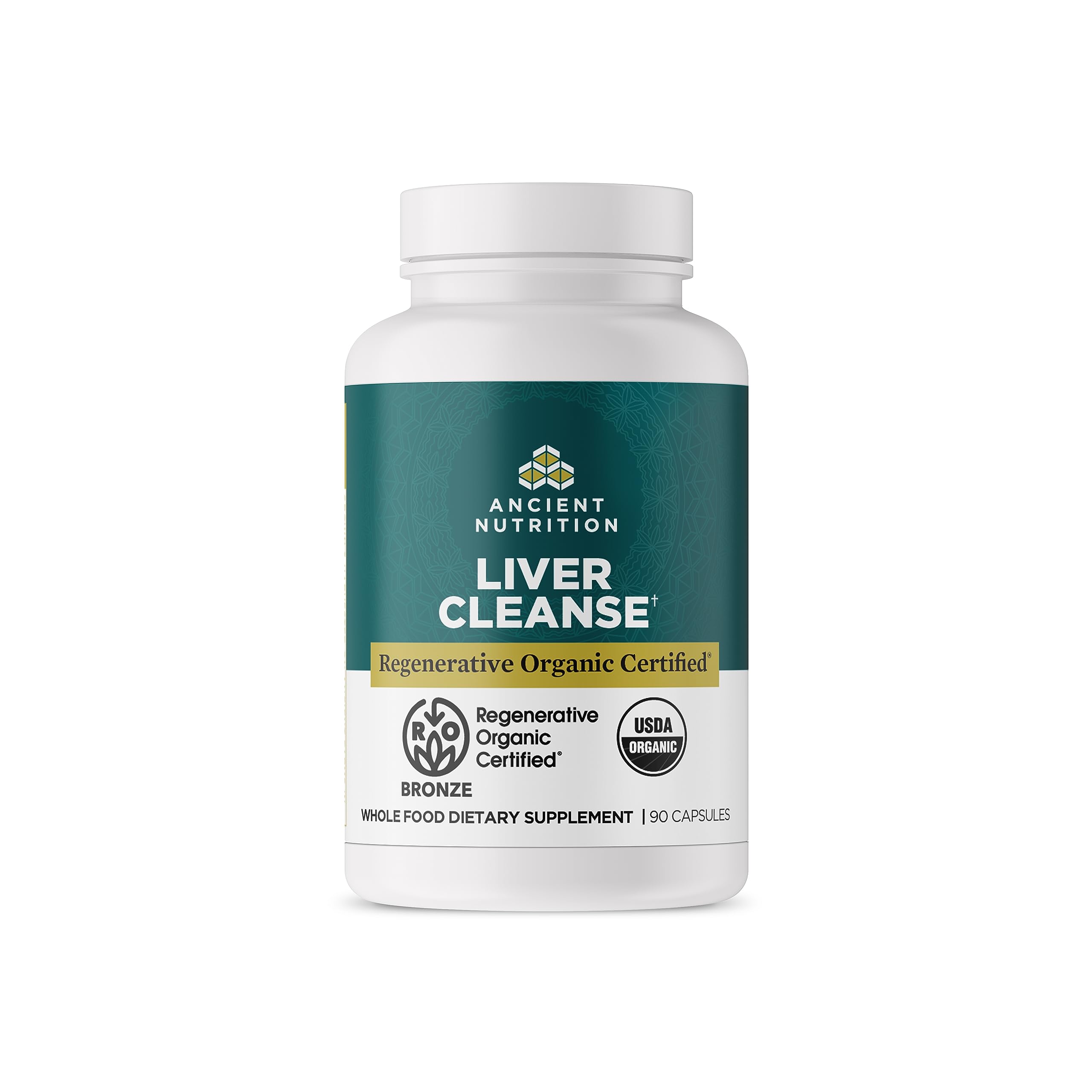Ancient Nutrition Liver Cleanse frasco frontal para iniciar la rutina diaria