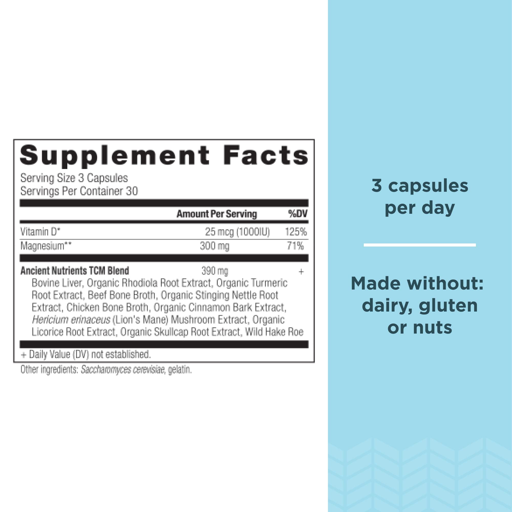 Ancient Nutrition Magnesium en rutina diaria con vaso de agua.