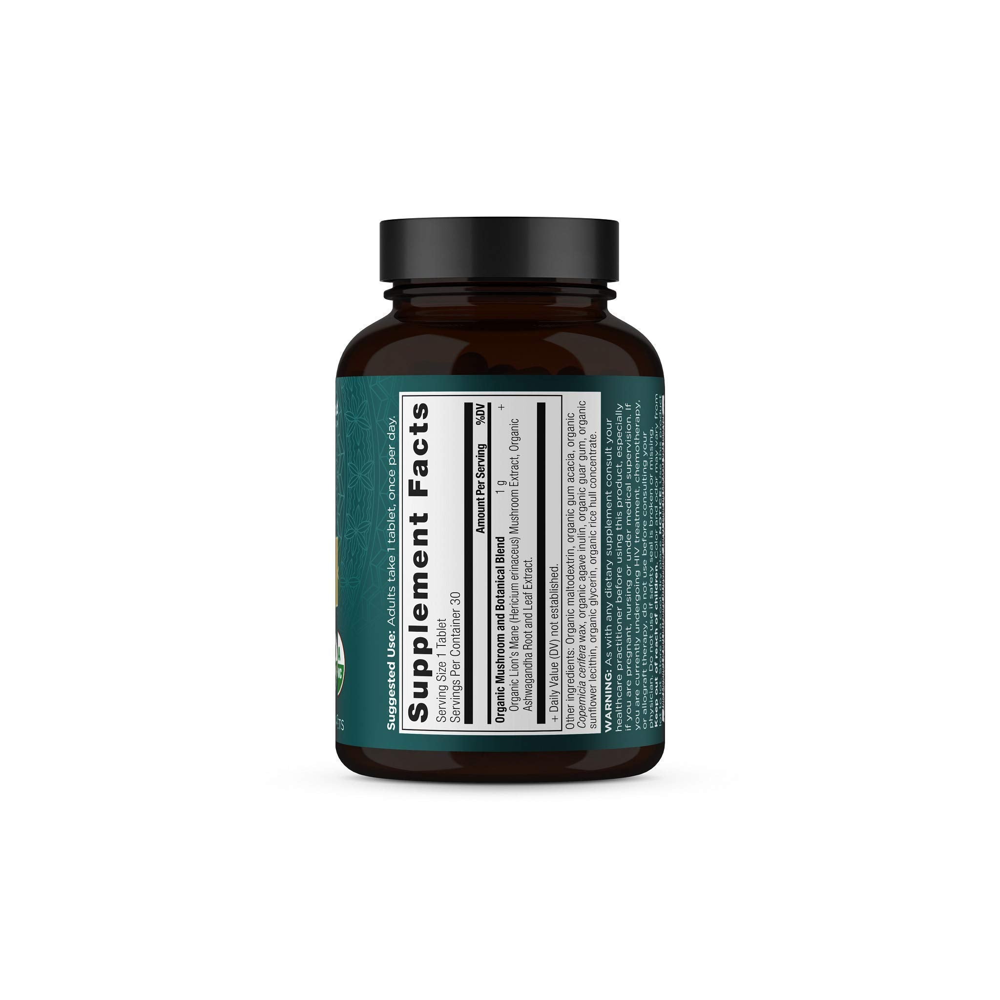 Ancient Nutrition melena-de-leon tabletas caja del producto para distribución exacta