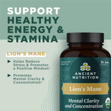 Ancient Nutrition melena-de-leon tabletas etiqueta clara para claridad mental