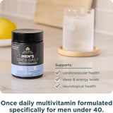 Ancient Nutrition Men Multi, escena de ingredientes, vitaminas para metabolismo saludable.
