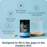 Ancient Nutrition Multivitamin: tres cápsulas diarias con agua para uso cómodo.