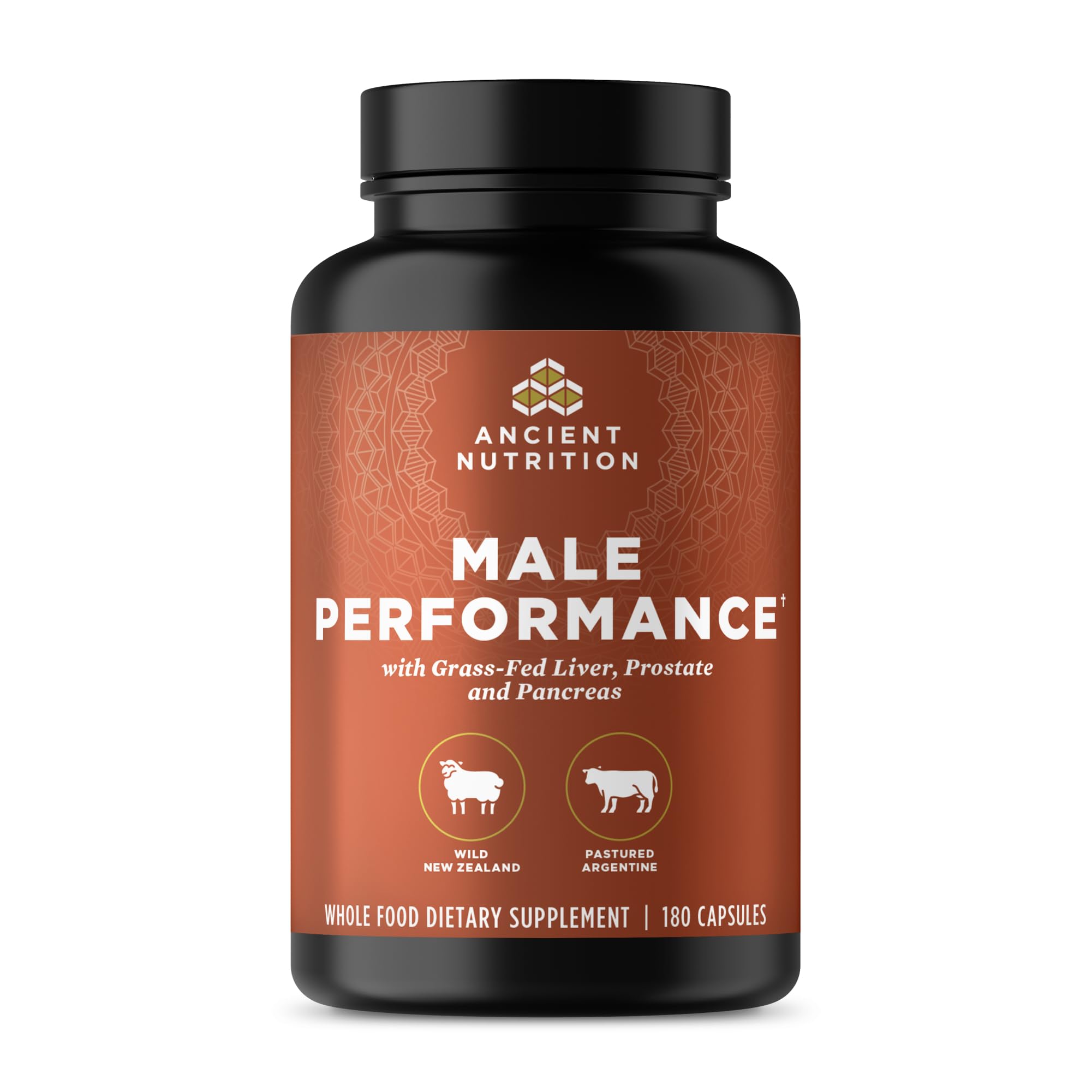Organos para hombres de Ancient Nutrition, presentación en botella para uso diario y vitalidad.