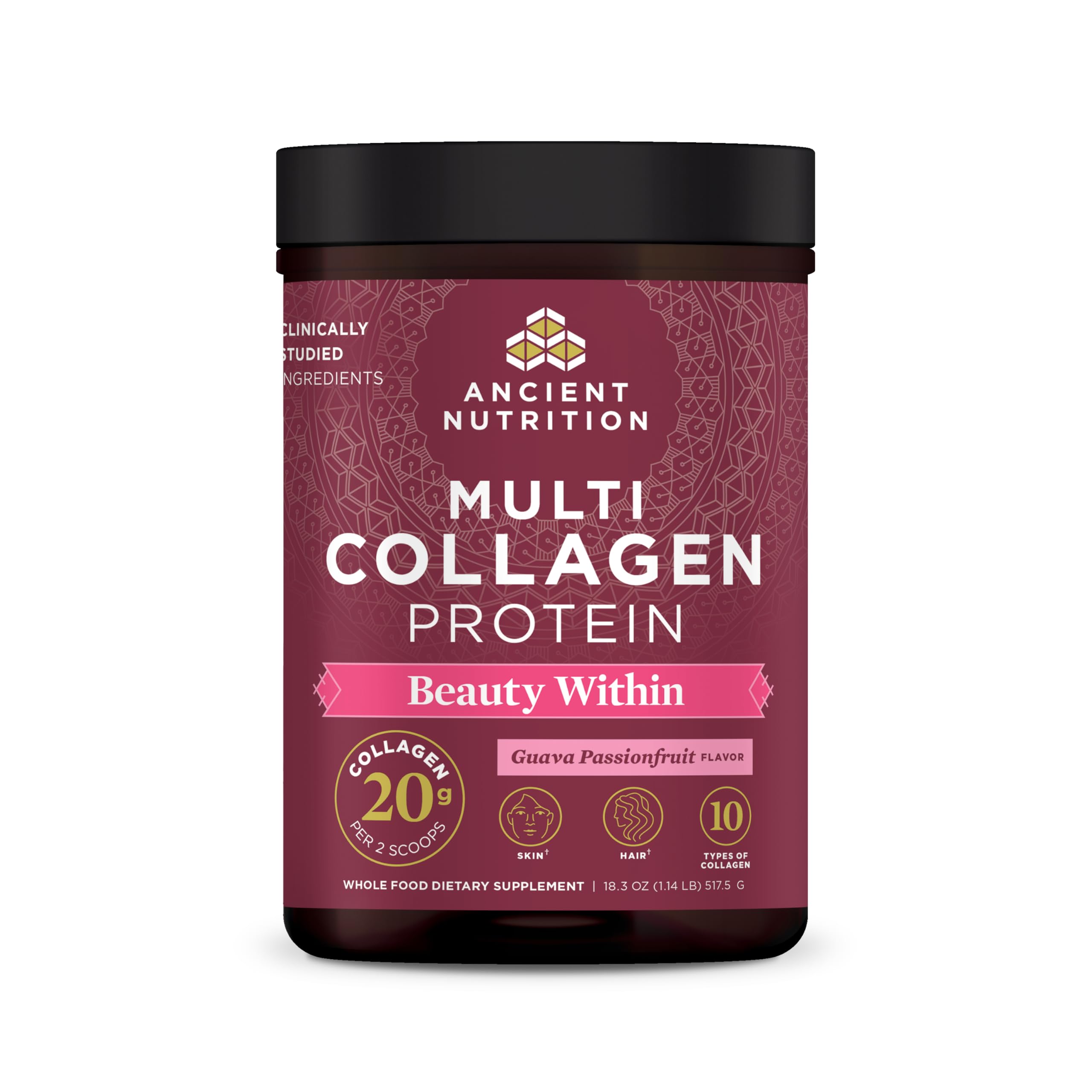 Ancient Nutrition polvos de colageno Belleza Dentro sabor guayaba-pasion para piel radiante