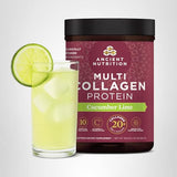 Ancient Nutrition Colágeno Multi Pepino Lima, sabor agradable para uso diario.