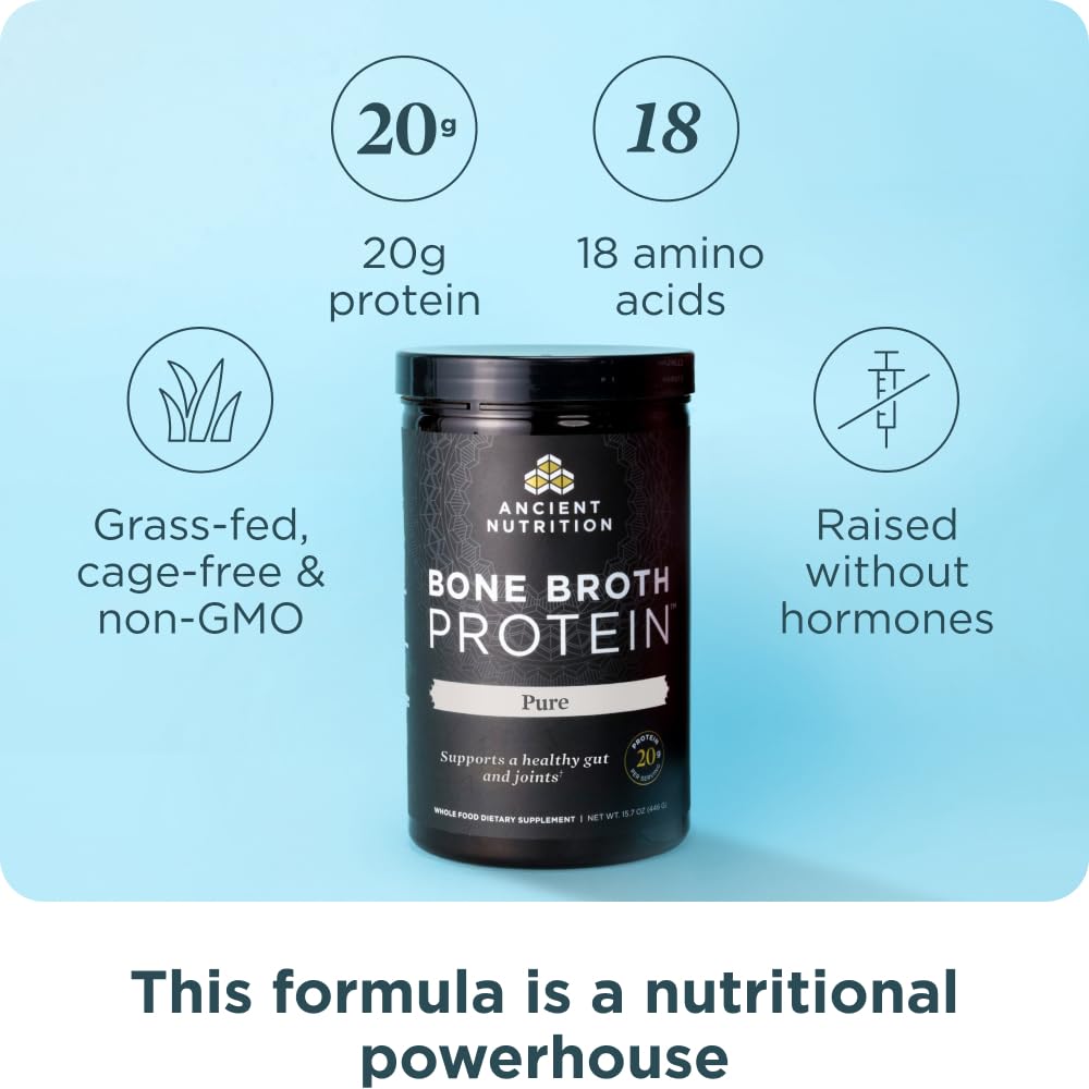 Ancient Nutrition porción de proteína de caldo de hueso 20 g