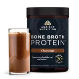 Ancient Nutrition Proteína de Caldo de Hueso Chocolate en tubo, ideal para batidos.