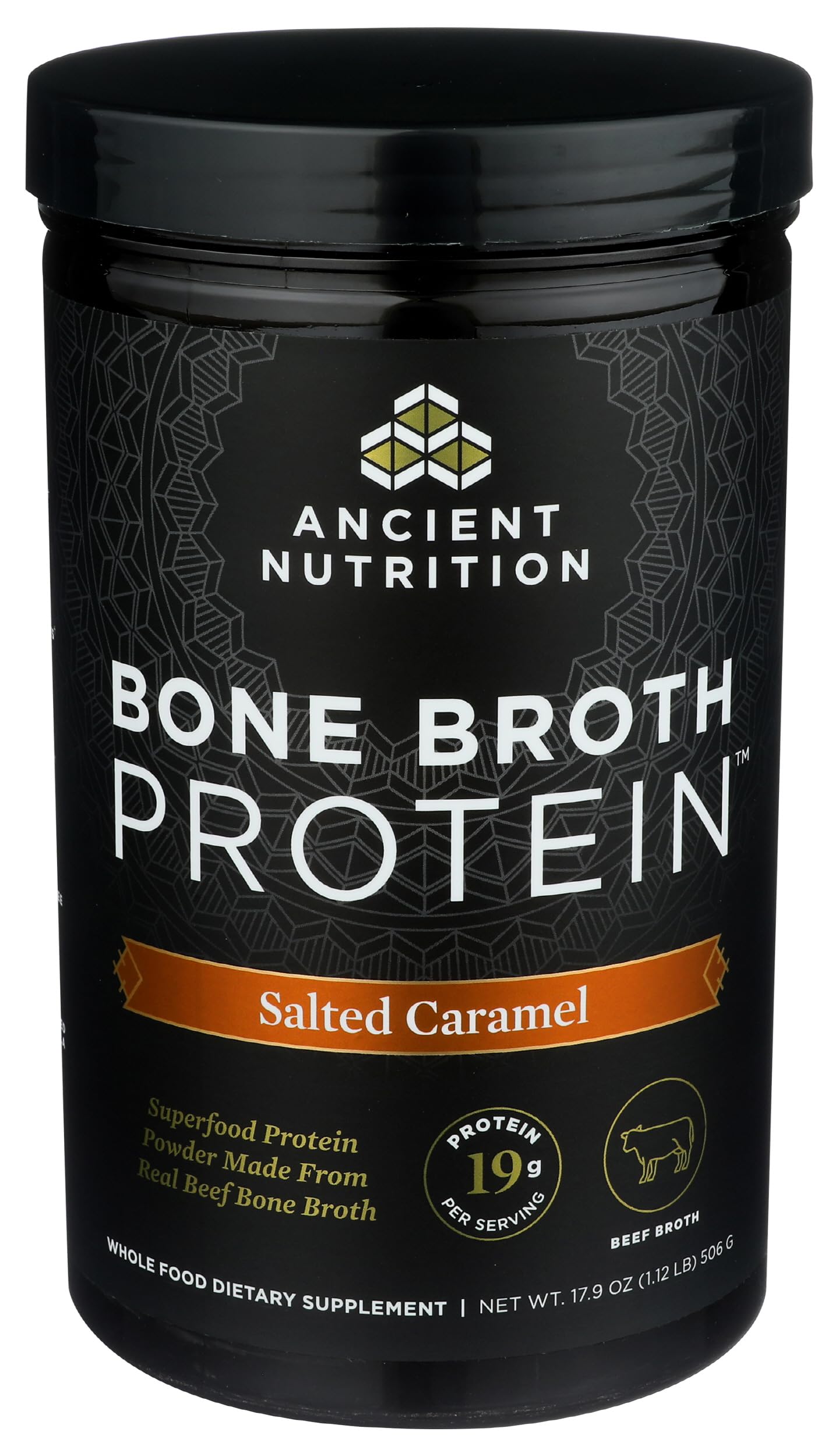 Ancient Nutrition Proteína de Caldo de Hueso sabor caramelo salado para desayuno saludable