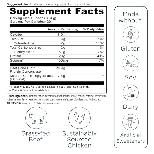 Ancient Nutrition Proteína de Caldo de Hueso sabor caramelo salado como complemento diario