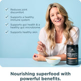 Ancient Nutrition proteina caldo hueso, sabor cúrcuma en taza