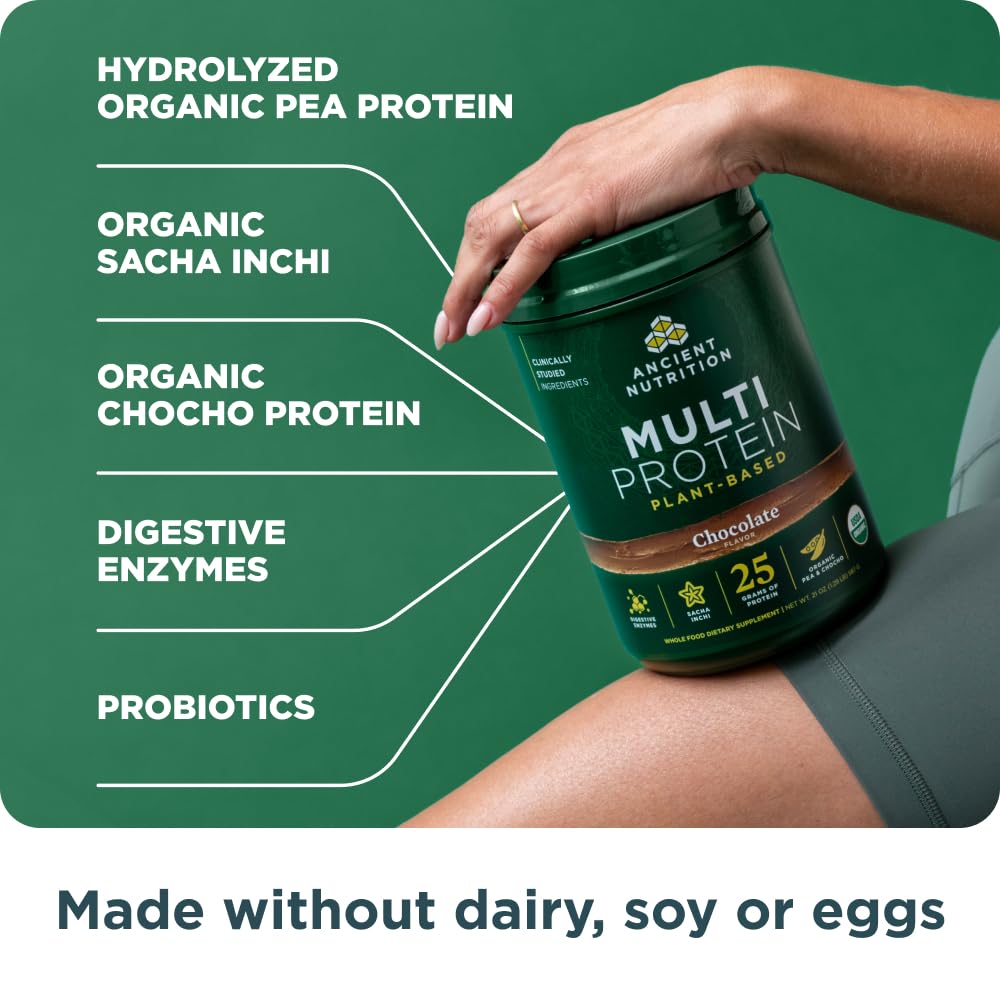 Cucharita medidora de proteína multi-planta chocolate para uso rápido.