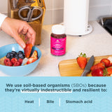 Ancient Nutrition SBO Probiotics gomitas frambuesa; sabor agradable para uso diario