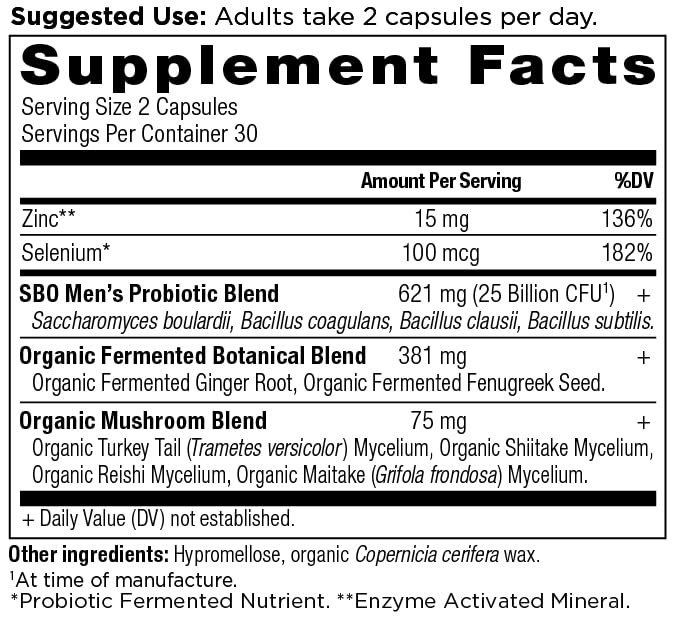 Ancient Nutrition SBO Probiotics para hombres, botella, fácil dosis diaria