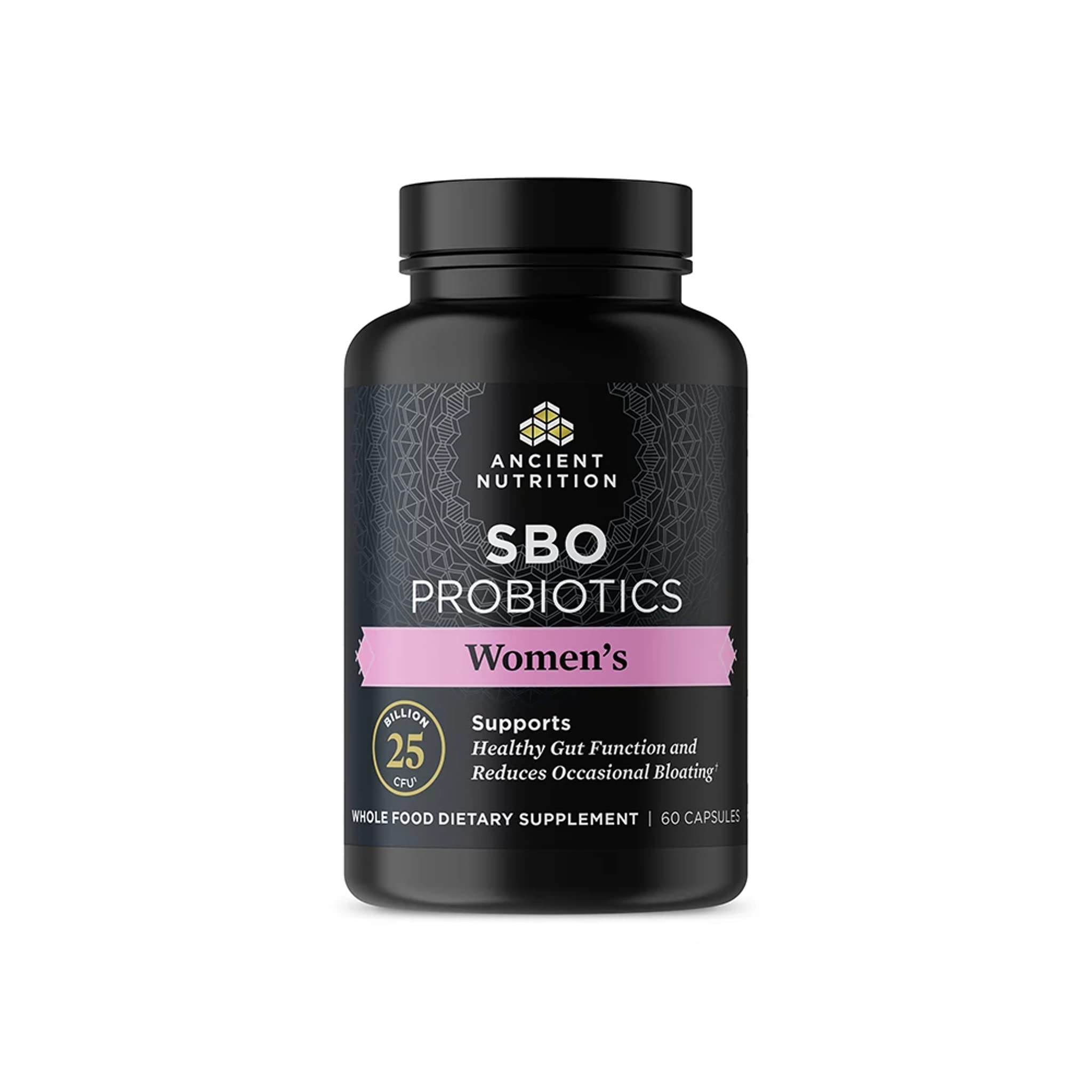 Ancient Nutrition SBO Probiotics para mujeres, botella de 60 cápsulas, apoyo digestivo.