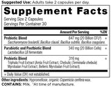 Ancient Nutrition SBO Probiotic Trinity cápsulas visibles en frasco para uso diario.