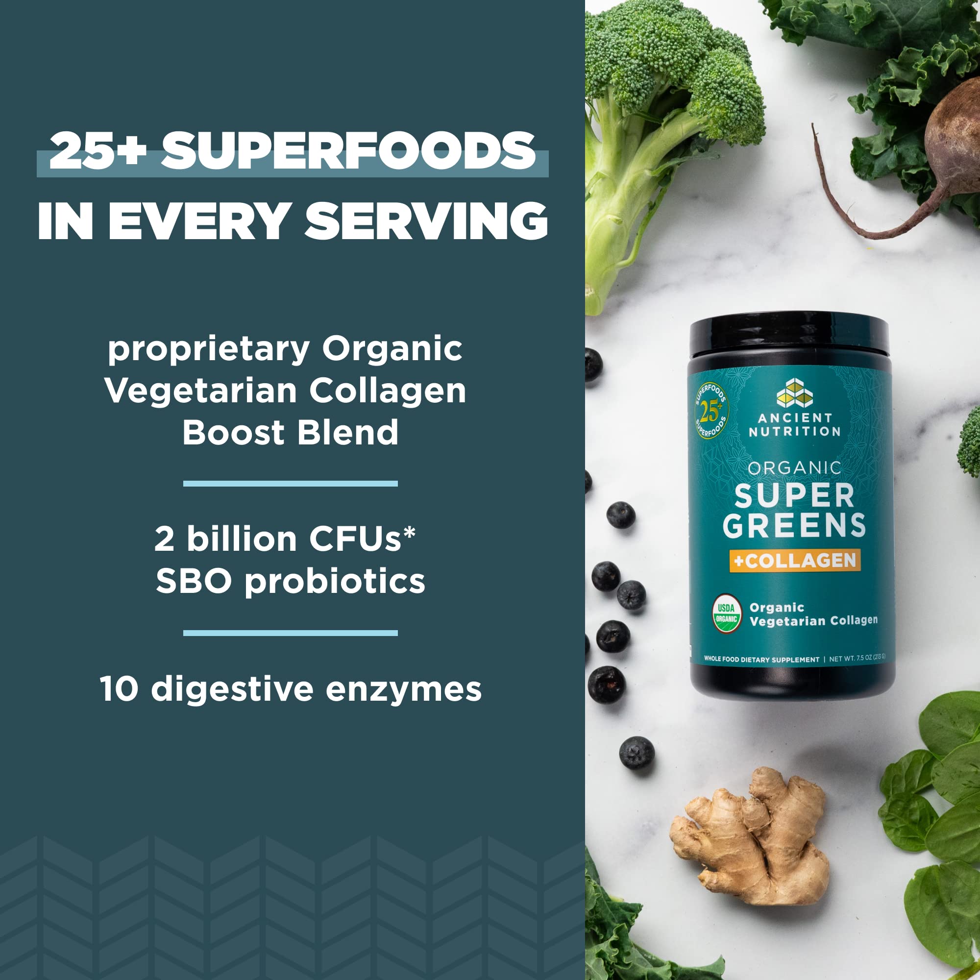 Cuchara medidora de Ancient Nutrition SuperGreens para porciones fáciles