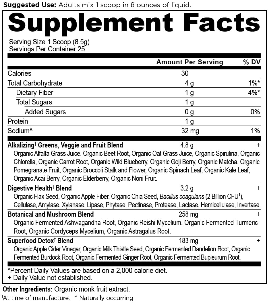 Cuchara medidora de Ancient Nutrition Supergreens para una porción fácil