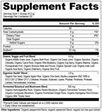 Cucharada medidora de Ancient Nutrition SuperGreens para comenzar el día.