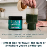 Ancient Nutrition SuperGreens contiene mezcla digestiva para detox suave y salud intestinal.